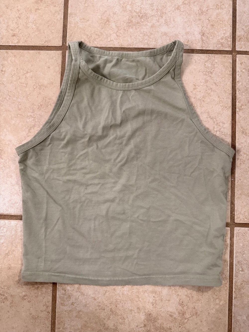 EUC Sage Green High-Neck Cropped Tank Top